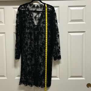 Black lace brocade duster